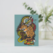 draak en tijgergevecht briefkaart (Staand voorkant)