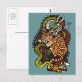 draak en tijgergevecht briefkaart (Voorkant / Achterkant)
