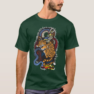 draak en tijgergevecht t-shirt