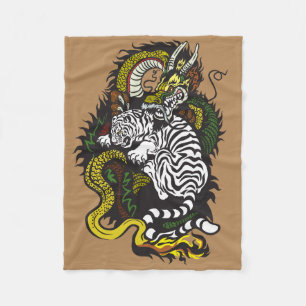 draak en tijgerstrijd fleece deken