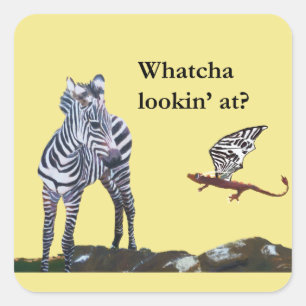 Draak en Zebra Vierkante Sticker