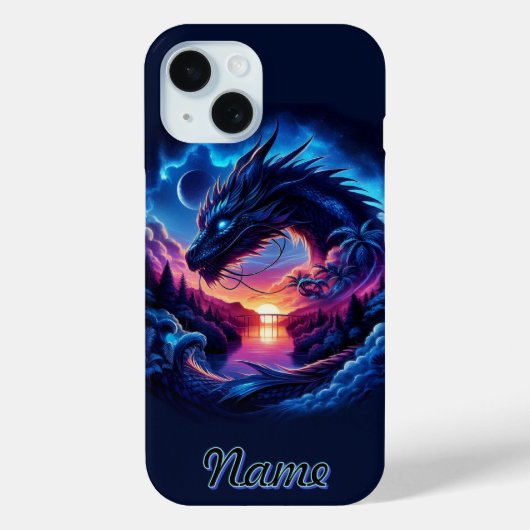 Draak gesilhouet tegen een levendige zonsondergang Case-Mate iPhone case (Achterkant)