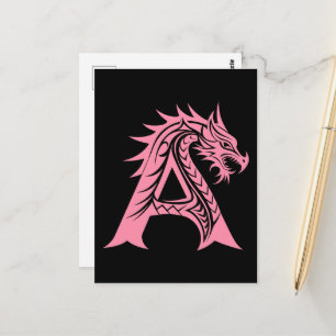 Draak gestileerde letter A, Drakalphabet, Monogram Briefkaart