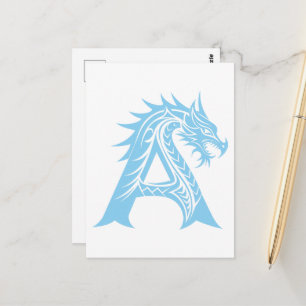 Draak gestileerde letter A, Drakalphabet, Monogram Briefkaart