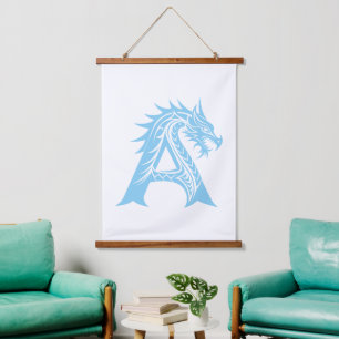 Draak gestileerde letter A, Drakalphabet, Monogram Hangend Wandkleed
