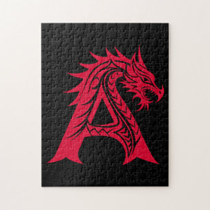 Draak gestileerde letter A, Drakalphabet, Monogram Legpuzzel