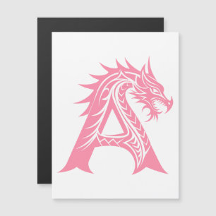 Draak gestileerde letter A, Drakalphabet, Monogram Magnetische Uitnodiging