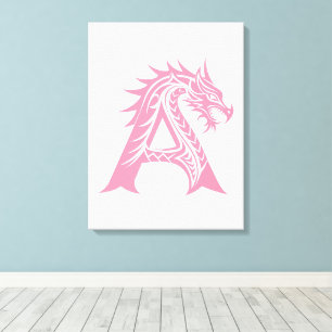 Draak gestileerde letter A, drakenalfabet, monogra Canvas Afdruk