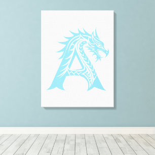 Draak gestileerde letter A, drakenalfabet, monogra Canvas Afdruk