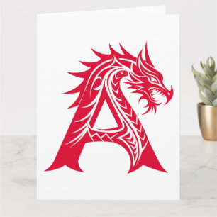 Draak gestileerde letter A, drakenalfabet, monogra Kaart