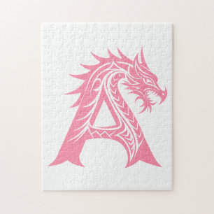 Draak gestileerde letter A, drakenalfabet, monogra Legpuzzel