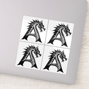 Draak gestileerde letter A, drakenalfabet, monogra Sticker