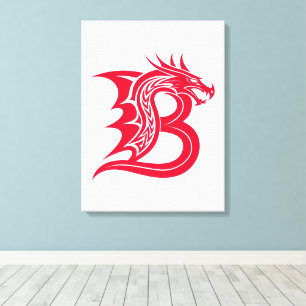 Draak gestileerde letter B, drakenalfabet, monogra Canvas Afdruk