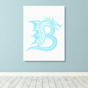 Draak gestileerde letter B, drakenalfabet, monogra Canvas Afdruk
