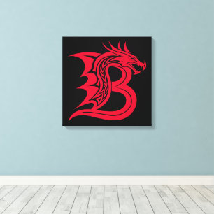 Draak gestileerde letter B, drakenalfabet, monogra Canvas Afdruk