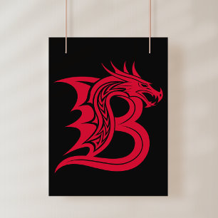 Draak gestileerde letter B, drakenalfabet, monogra Foto Afdruk