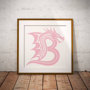 Draak gestileerde letter B, drakenalfabet, monogra Foto Afdruk