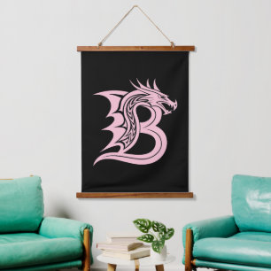 Draak gestileerde letter B, drakenalfabet, monogra Hangend Wandkleed