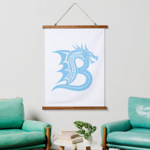 Draak gestileerde letter B, drakenalfabet, monogra Hangend Wandkleed