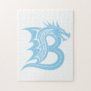 Draak gestileerde letter B, drakenalfabet, monogra Legpuzzel