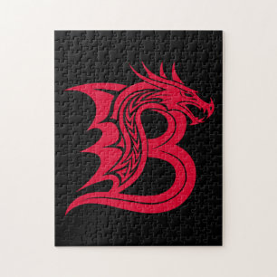 Draak gestileerde letter B, drakenalfabet, monogra Legpuzzel