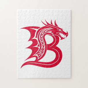 Draak gestileerde letter B, drakenalfabet, monogra Legpuzzel