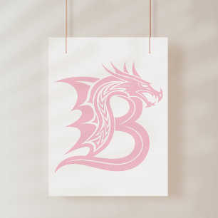 Draak gestileerde letter B, drakenalfabet, monogra Poster