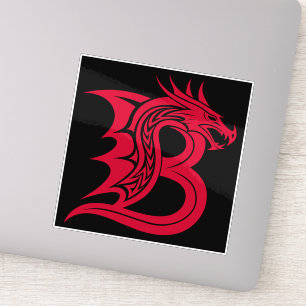 Draak gestileerde letter B, drakenalfabet, monogra Sticker