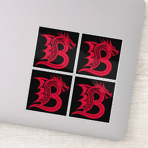 Draak gestileerde letter B, drakenalfabet, monogra Sticker