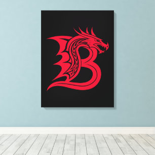 Draak gestileerde letter B, Drakonalfabet, Monogra Canvas Afdruk