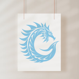 Draak gestileerde letter C, drakenalfabet, monogra Poster