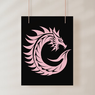 Draak gestileerde letter C, drakenalfabet, monogra Poster