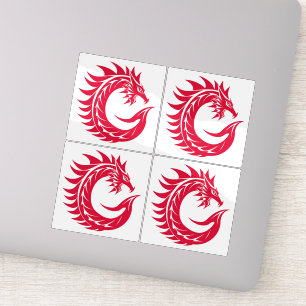Draak gestileerde letter C, drakenalfabet, monogra Sticker