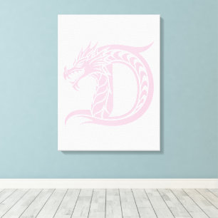 Draak gestileerde letter D, drakenalfabet, monogra Canvas Afdruk