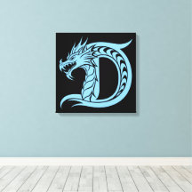 Draak gestileerde letter D, drakenalfabet, monogra