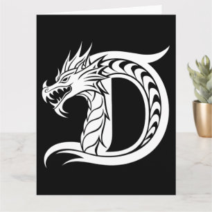 Draak gestileerde letter D, drakenalfabet, monogra Kaart