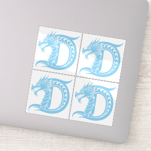 Draak gestileerde letter D, drakenalfabet, monogra Sticker