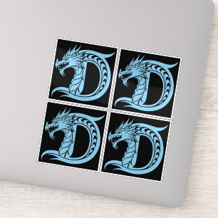 Draak gestileerde letter D, drakenalfabet, monogra Sticker
