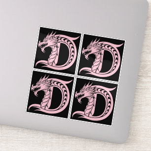 Draak gestileerde letter D, drakenalfabet, monogra Sticker