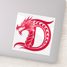 Draak gestileerde letter D, drakenalfabet, monogra