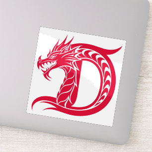 Draak gestileerde letter D, drakenalfabet, monogra Sticker