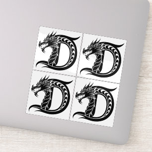 Draak gestileerde letter D, drakenalfabet, monogra Sticker