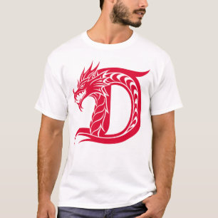 Draak gestileerde letter D, drakenalfabet, monogra T-shirt