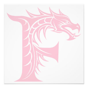 Draak gestileerde letter F, drakenalfabet, monogra Foto Afdruk