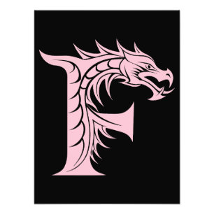 Draak gestileerde letter F, drakenalfabet, monogra Foto Afdruk