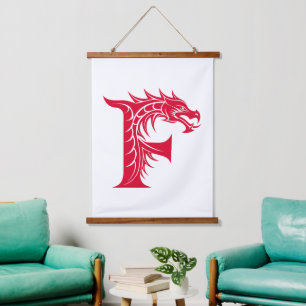 Draak gestileerde letter F, drakenalfabet, monogra Hangend Wandkleed