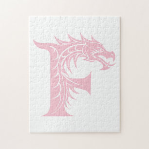 Draak gestileerde letter F, drakenalfabet, monogra Legpuzzel