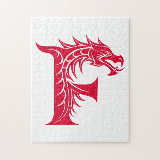 Draak gestileerde letter F, drakenalfabet, monogra Legpuzzel (Verticaal)