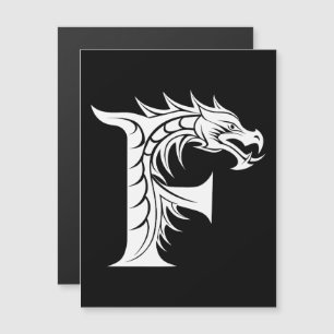 Draak gestileerde letter F, drakenalfabet, monogra Magnetische Uitnodiging