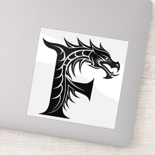 Draak gestileerde letter F, drakenalfabet, monogra Sticker